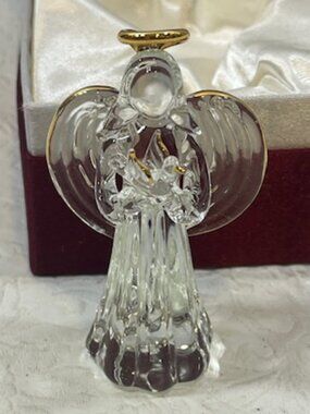 Crystal "Comforting Angel" w/Dove Halo Standing Figurine Keepsake Memorial Peace